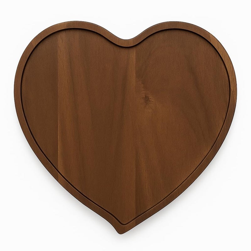 JB Home Collection, Premium Acacia Wood Heart Shape Plate Romantic Wedding Serving Tray for Snack Cake Fruit Nuts Appetizer, 8.25"x6.75", 1 Pack - Image 1